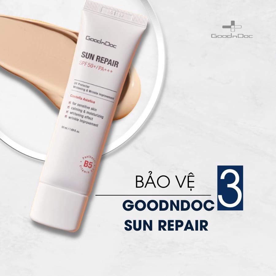 Kem Chống Nắng Che Khuyết Điểm Trên Da GoodnDoc Sun Repair SPF50+ 50ml