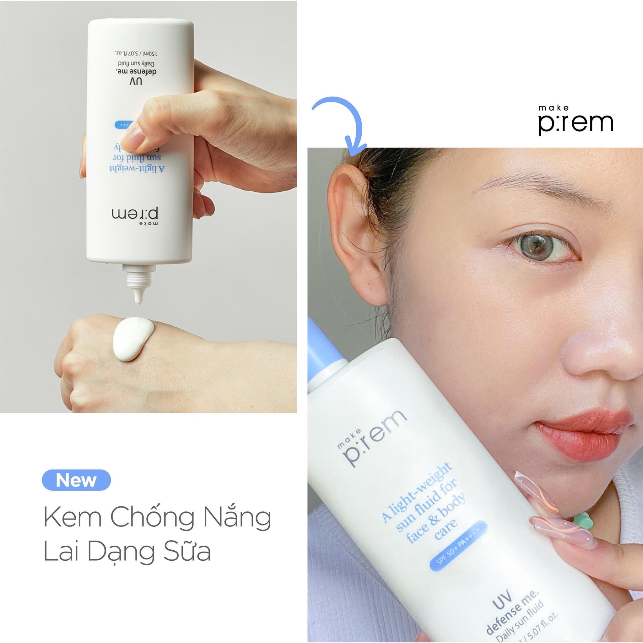 Kem Chống Nắng Toàn Thân Dịu Nhẹ Make P:rem UV Defense Me Daily Sun Fluid Sun SPF50 150ml