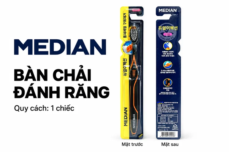 Bàn chải đánh răng Median mặt trước và mặt sau vỉ
