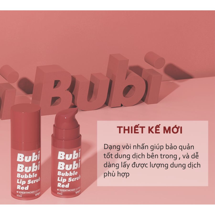 Tẩy Tế Bào Chết Môi Unpa Bubi Bubi Bubble Lip Scrub Red 10ml (Mẫu Mới) (Nhập Khẩu)