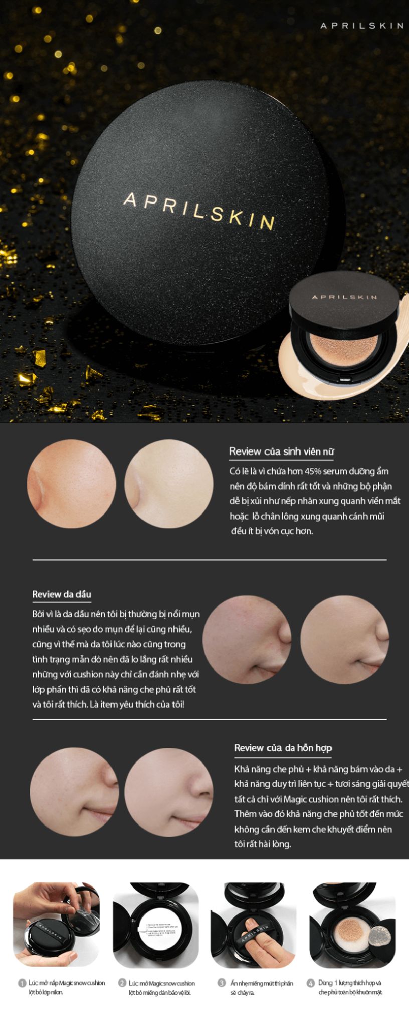 Phấn nước April Skin Black Magic Snow - Galaxy Edition