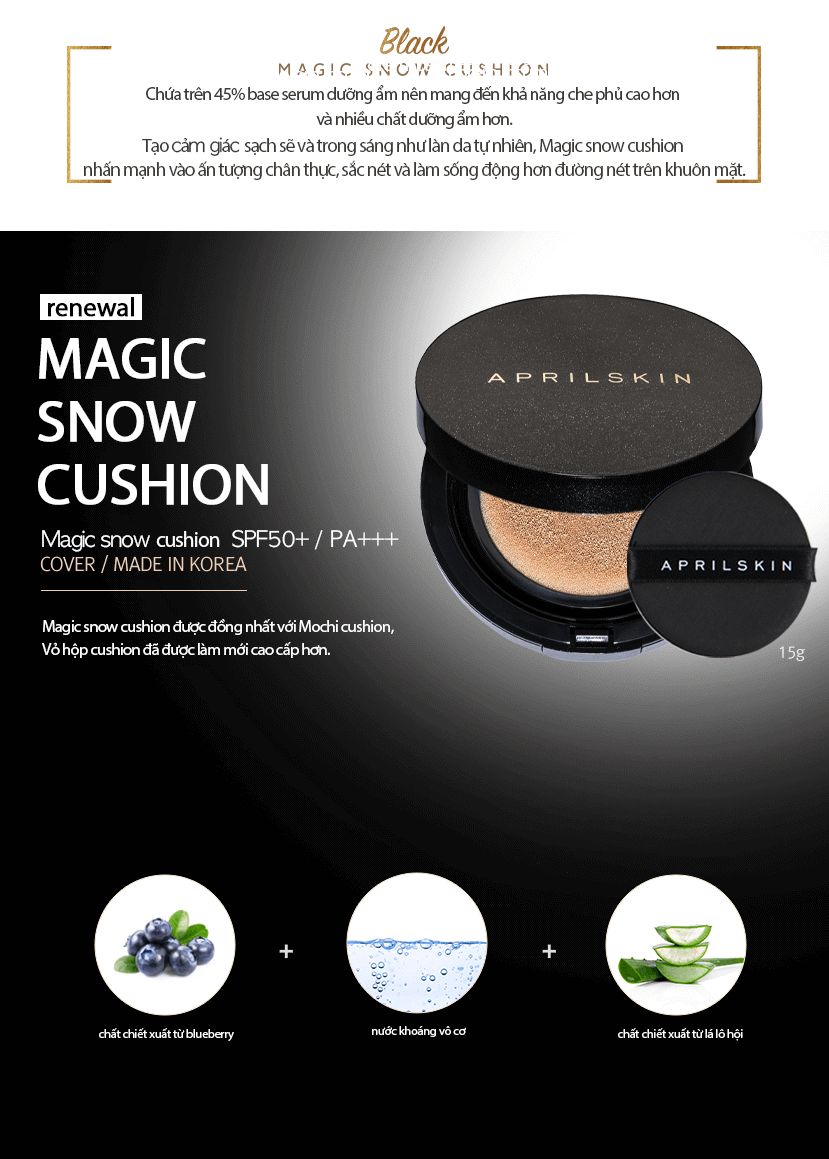 Phấn nước April Skin Black Magic Snow - Galaxy Edition