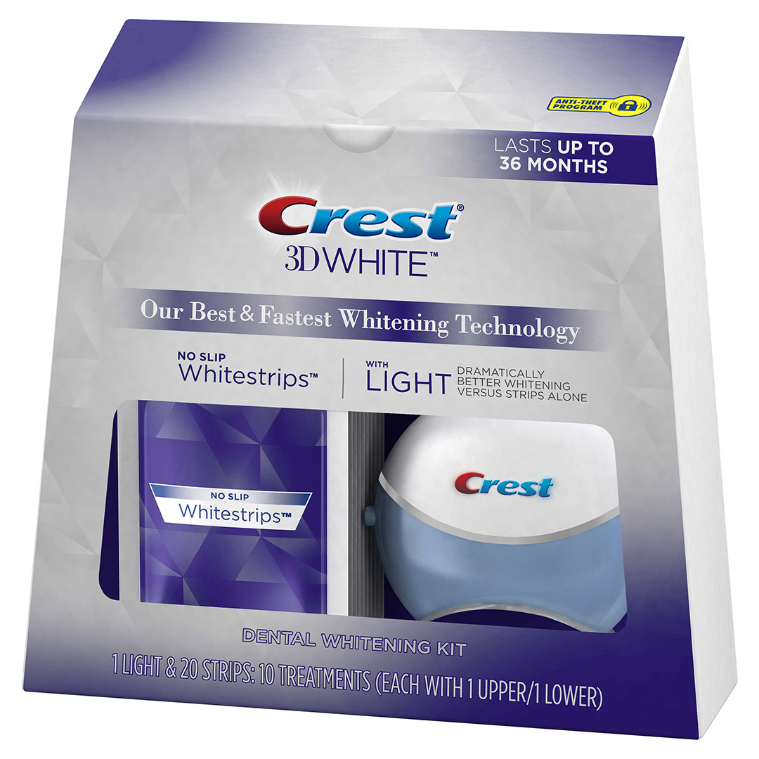 Bộ Đèn Chiếu & Miếng Dán Trắng Răng Crest 3D White Whitestrips (10 Miếng)