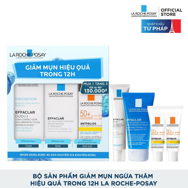 Bộ Sản Phẩm La Roche-Posay Dưỡng Giảm Mụn, Ngừa Thâm 12H (4 món)