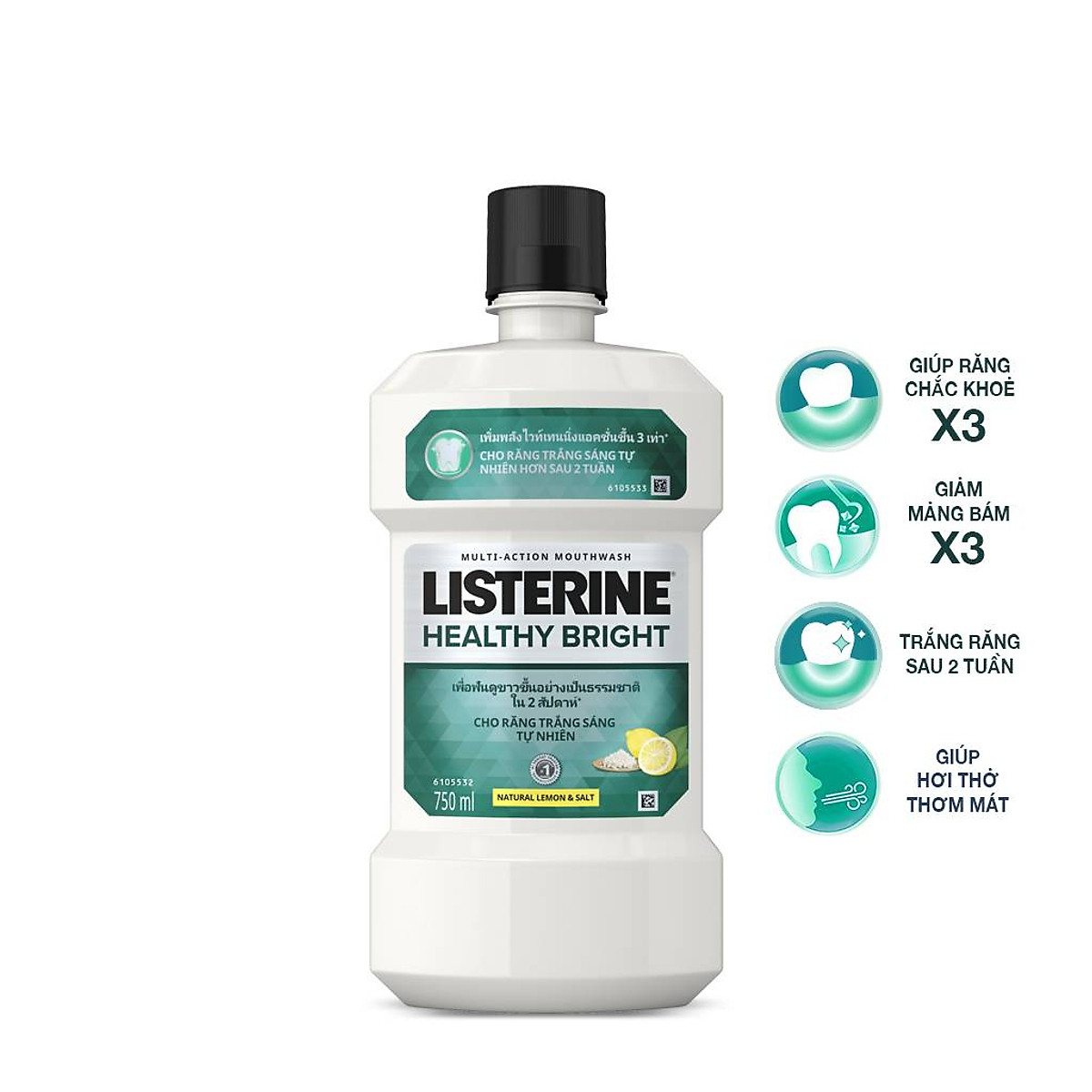 Nước Súc Miệng Listerine Healthy Bright