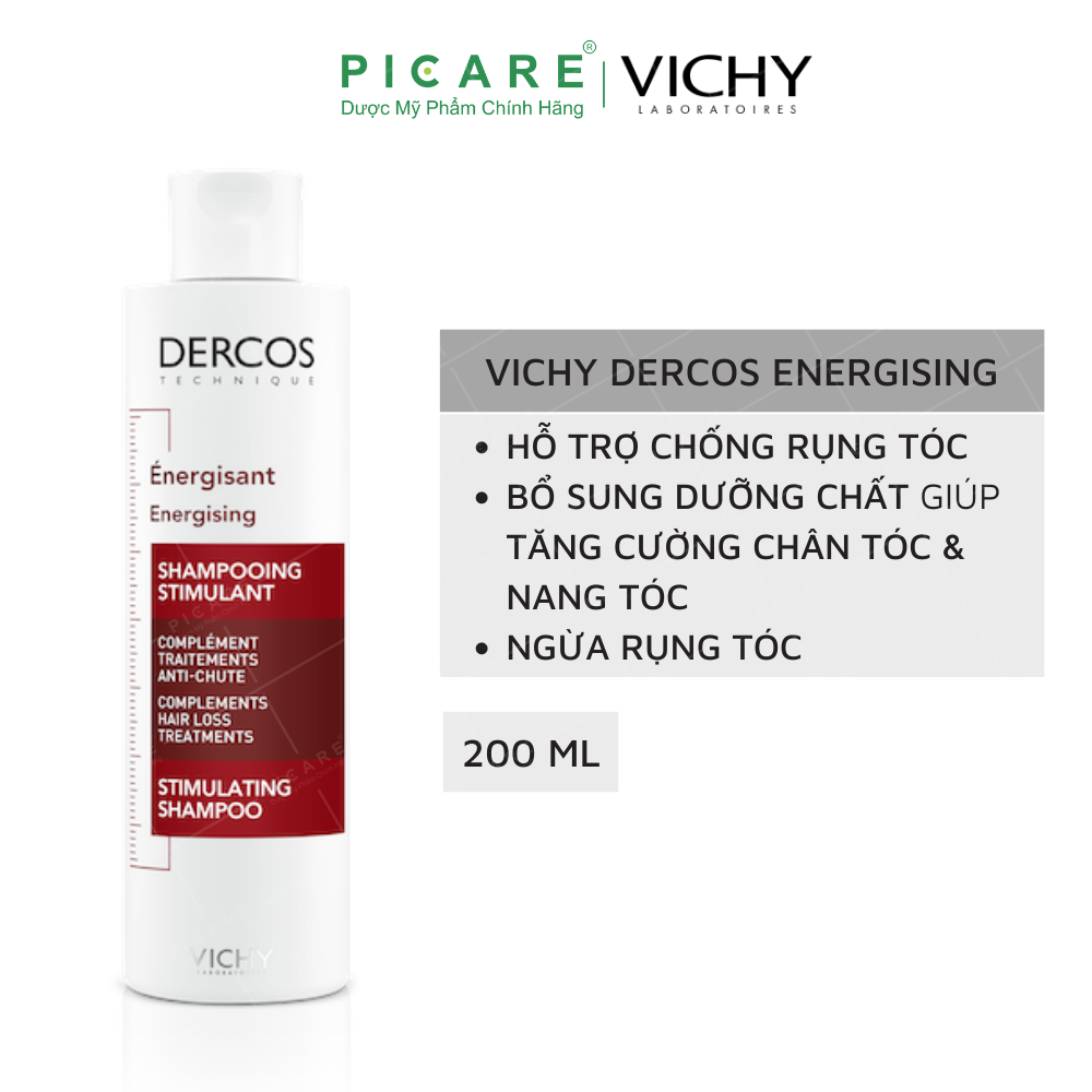 Dầu Gội Ngăn Rụng Tóc Vichy Dercos Enery+ Stimulating 200ml (Đỏ)