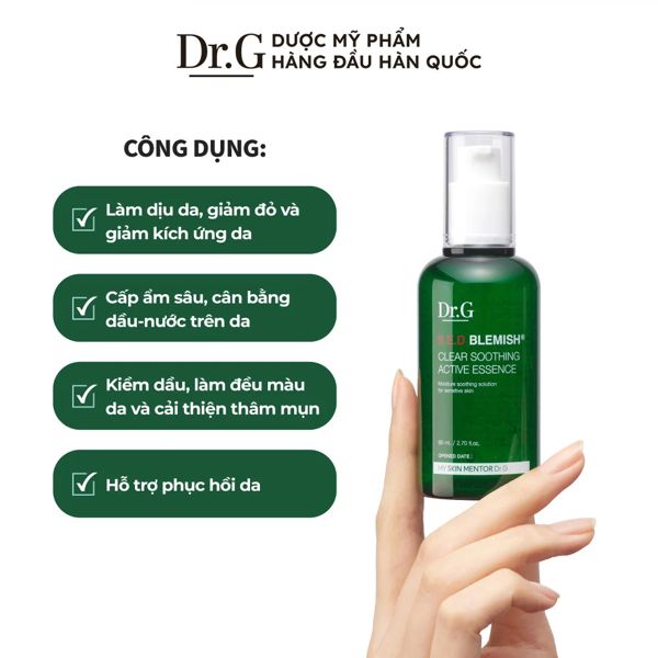 Tinh Chất Dr.G Làm Dịu Da Nhạy Cảm R.E.D Blemish Clear Soothing Active Essence 80ml