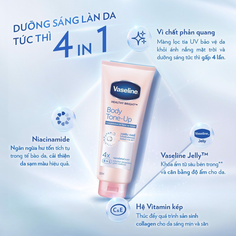 Dưỡng Thể Vaseline Healthy White Body-Tone Up 4X 320ml