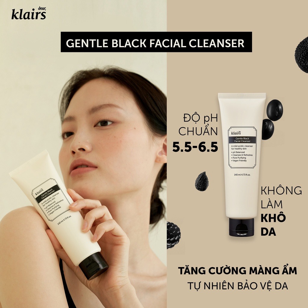 Sữa Rửa Mặt Klairs Gentle Black Facial Cleanser 20ml