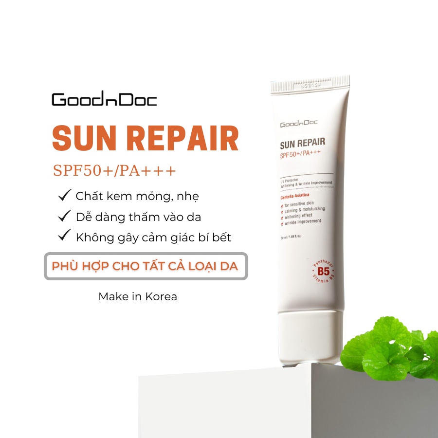 Kem Chống Nắng Che Khuyết Điểm Trên Da GoodnDoc Sun Repair SPF50+ 50ml