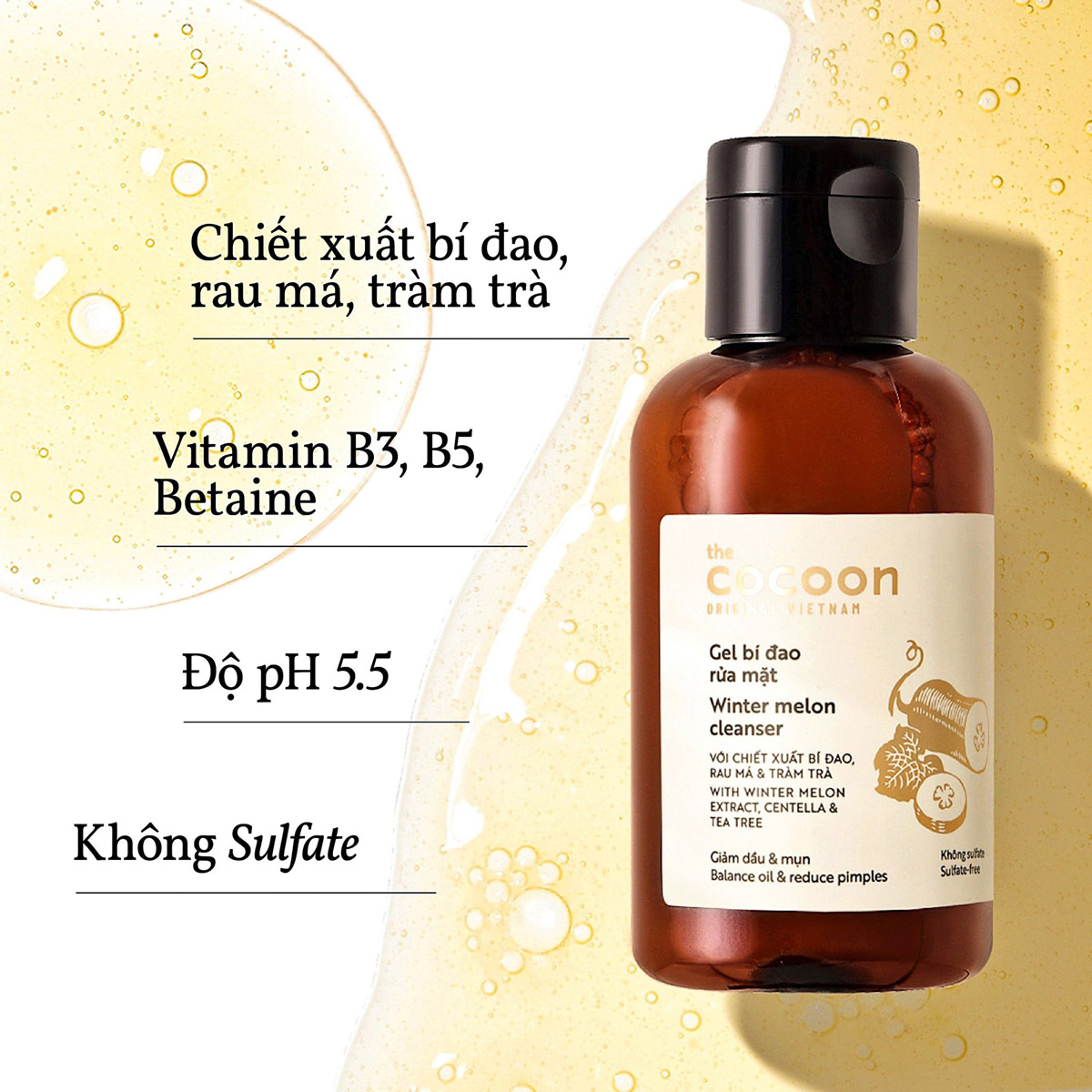 Gel Rửa Mặt Bí Đao Cocoon Winter Melon Cleanser 140ml (Mẫu Mới)