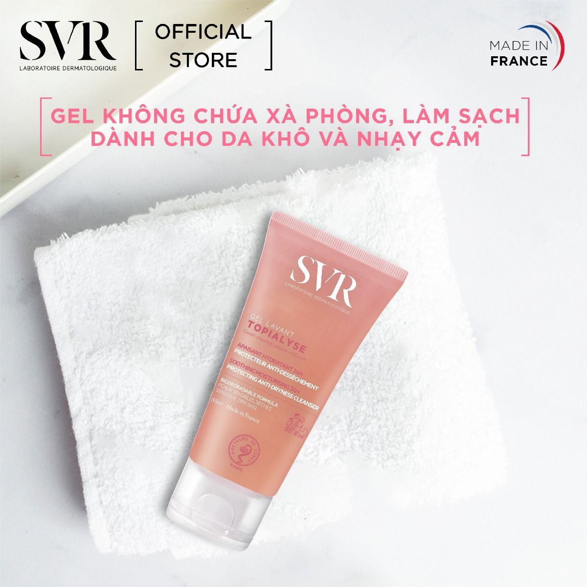 Gel Rửa Mặt Dành Cho Da Khô Và Da Nhạy Cảm SVR Gel Lavant Topialyse