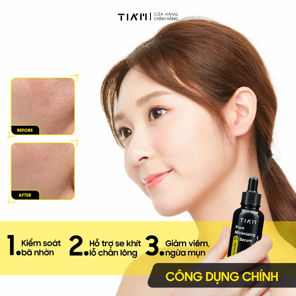 Tinh Chất TIA'M Kiểm Soát Dầu Nhờn Thu Nhỏ Lỗ Chân Lông 20% Niacinamide + 1% Zin C Pore Minimizing 40ml (Đen)