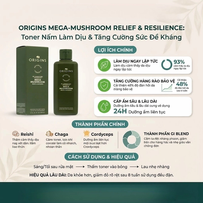 Nước Hoa Hồng Nấm Phục Hồi Da Dr.Andrew Weil For Origins Mega-Mushroom Relief & Resilience 200ml