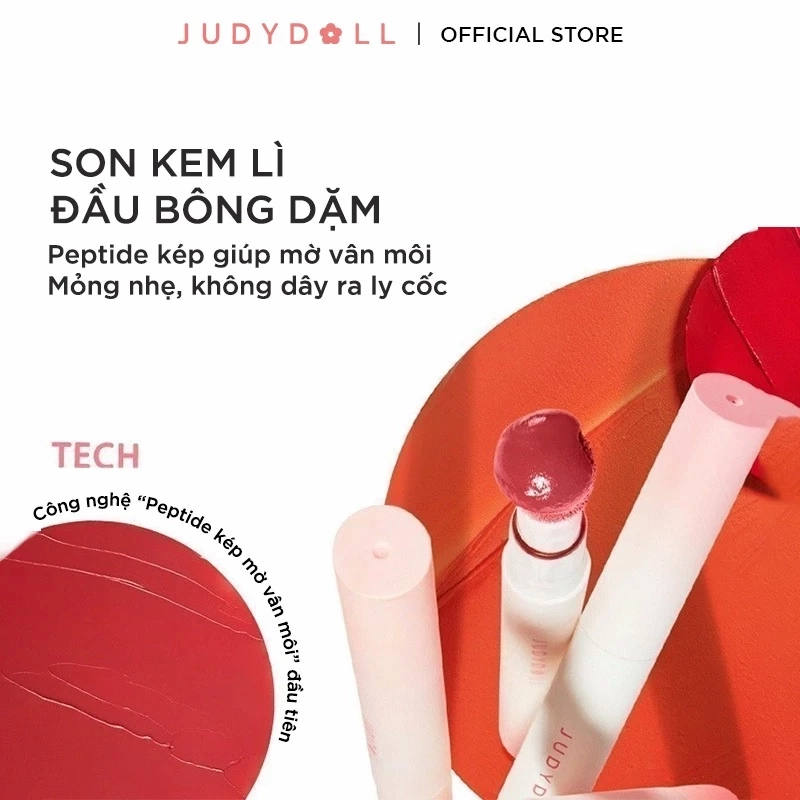 Son Đầu Bông Judydoll Matte Lip Cream 2,6ml