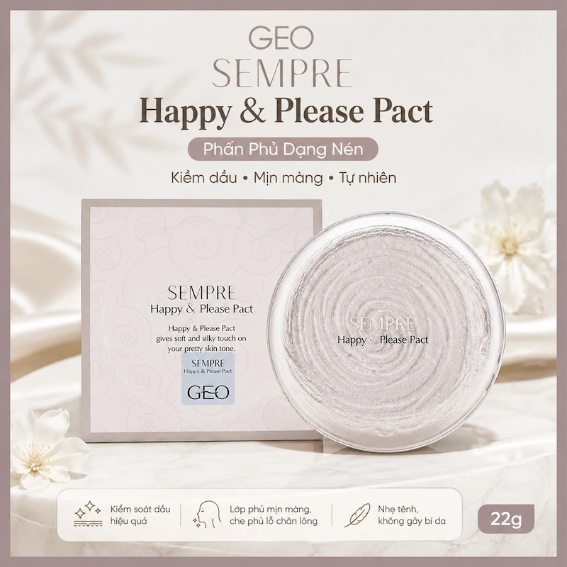 Phấn Phủ Dạng Nén GEO Sempre Happy & Please Pact 22g