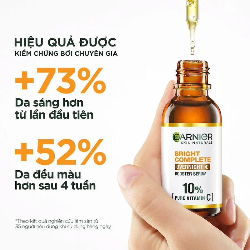 Tinh Chất Garnier Tăng Cường Sáng Da Mờ Thâm Ban Đêm 10% Vitamin C - Bright Complete Overnight Serum 30ml