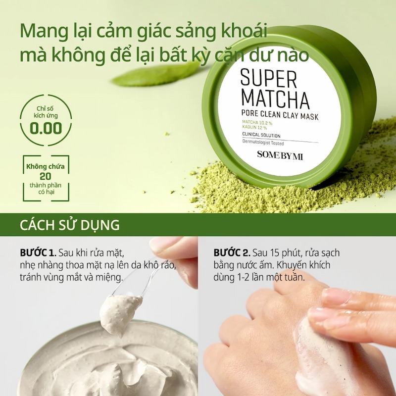 Mặt Nạ Đất Sét Trà Xanh Some By Mi Super Matcha Pore Clean Clay Mask 100g (Mẫu Mới)