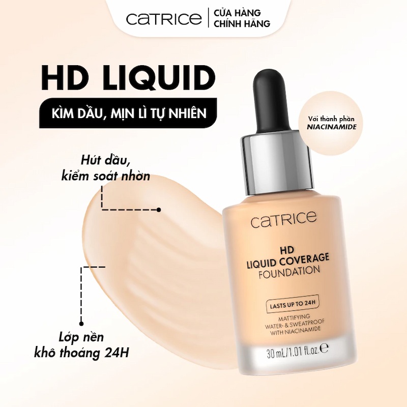 Kem Nền Catrice HD Liquid Coverage 30ml (Mẫu Mới)