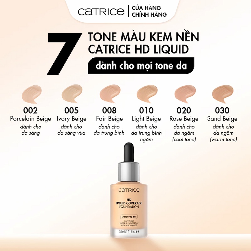 Kem Nền Catrice HD Liquid Coverage 30ml (Mẫu Mới)