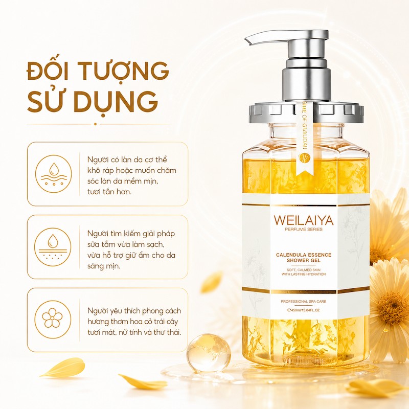 Sữa Tắm Trắng Da Hoa Cúc Weilaiya Calendula Skin Beautifying Essence Shower Gel