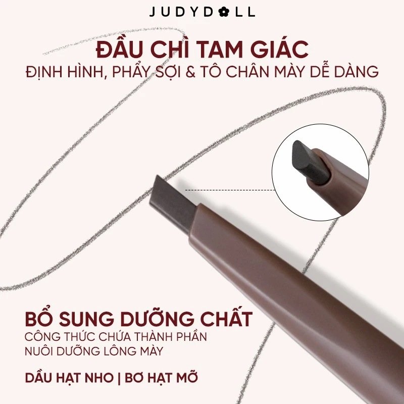 Chì Kẻ Mày Đầu Tam Giác Judydoll Triangular Eyebrow Pencil - 02 Natural Brown