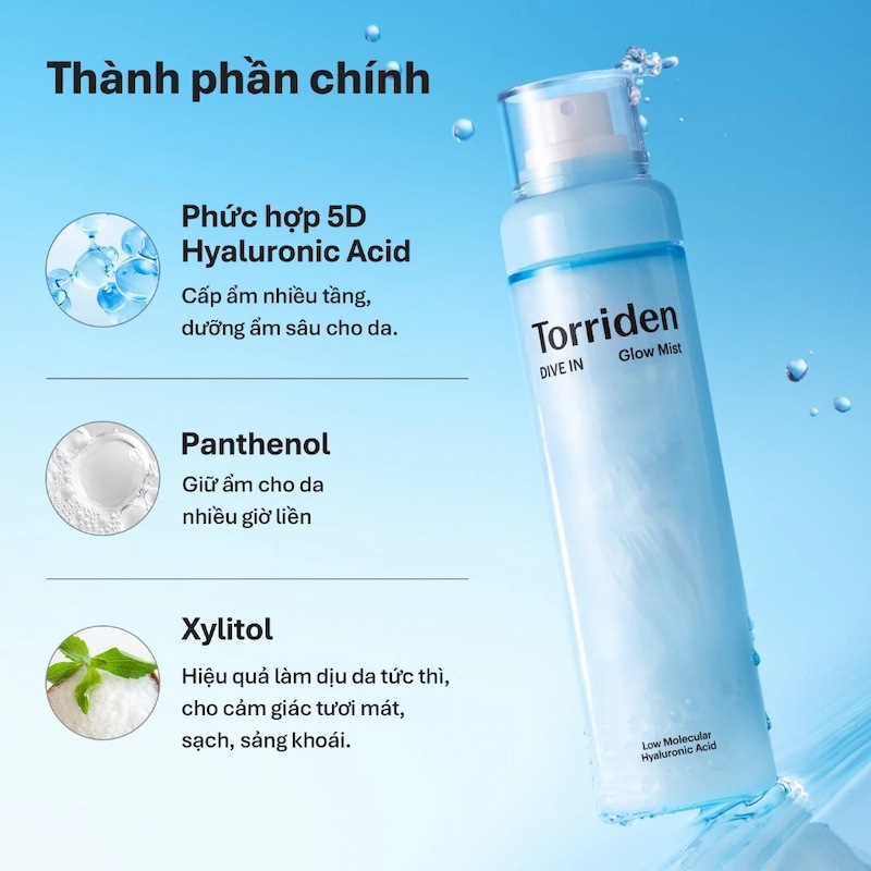 Xịt Dưỡng Căng Bóng Da Torriden Dive In Glow Mist Low Molecular Hyaluronic Acid 50ml