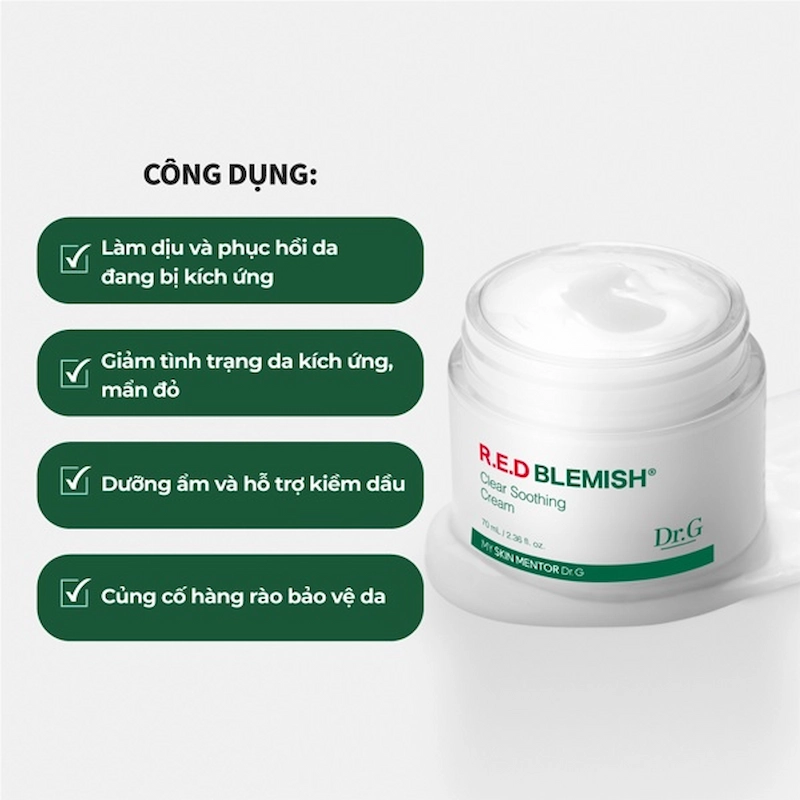 Kem Dưỡng Da Dr.G R.E.D Blemish Clear Soothing Cream (Mẫu Mới) (Nhập Khẩu)