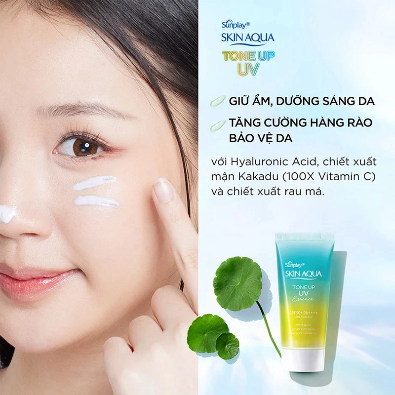 Tinh Chất Chống Nắng Sunplay Hiệu Chỉnh Sắc Da Skin Aqua Tone Up UV Essence Mint Green SPF50+/PA++++ 50g