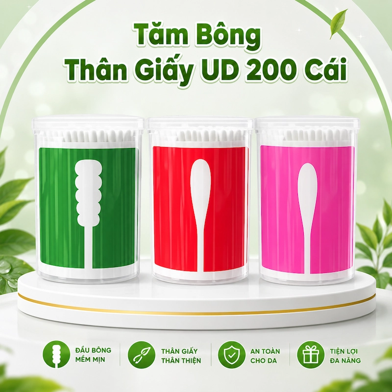 Tăm Bông Thân Giấy UD 200 Cái