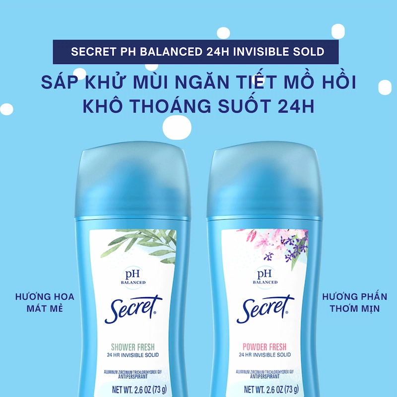 Sáp Khử Mùi Secret PH Balanced 24h Invisible 73g (Nhập Khẩu Mỹ)