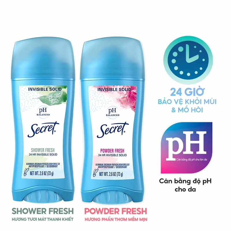 Sáp Khử Mùi Secret PH Balanced 24h Invisible 73g (Nhập Khẩu Mỹ)