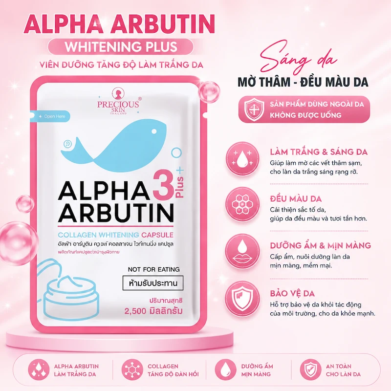 Viên Dưỡng Tăng Độ Làm Trắng Da Alpha Arbutin Whitening Plus (Sản Phẩm Dùng Ngoài Da, Không Được Uống)