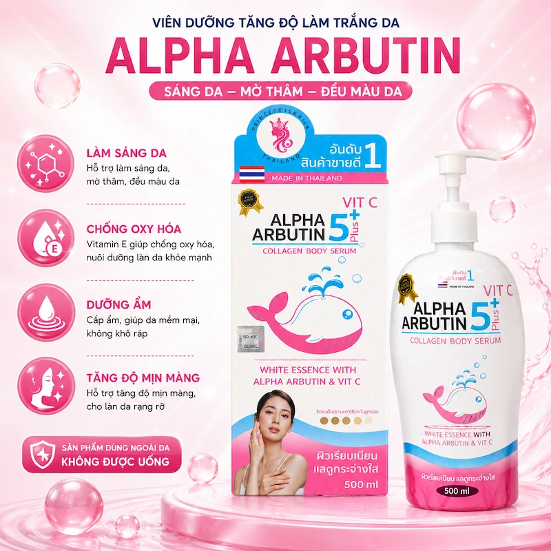 Kem Làm Trắng Da Alpha Arbutin 5+ Plus Vit C Collagen Body Serum 500ml
