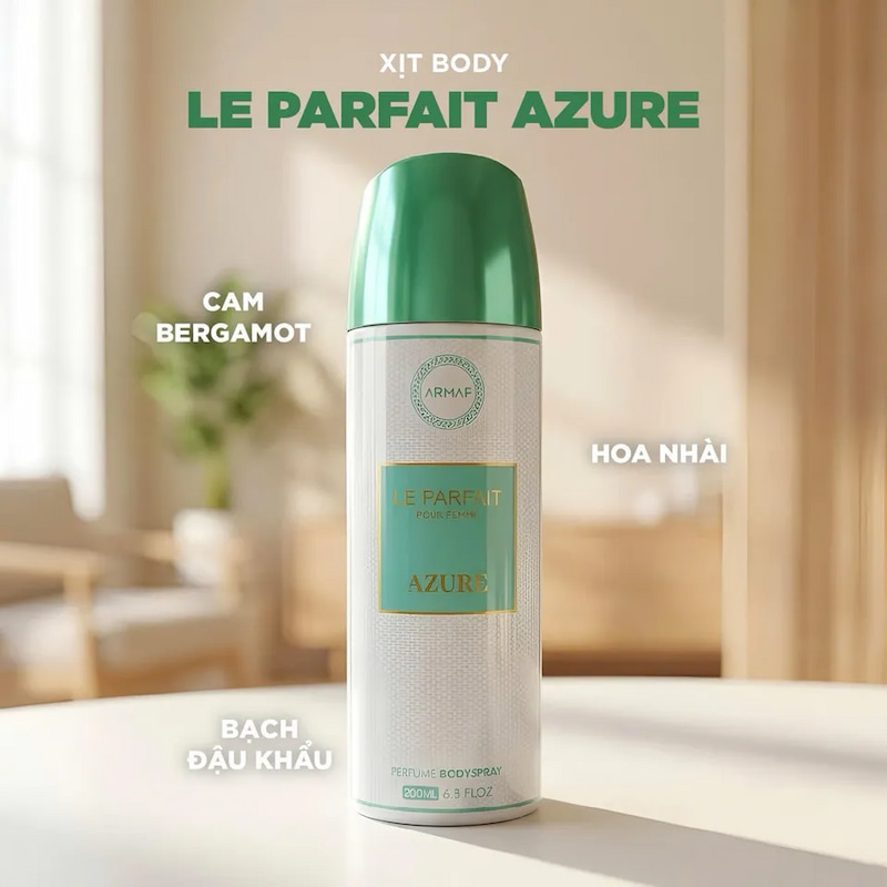 Xịt Thơm Toàn Thân Armaf Le Parfait Pour Femme Azure Body Spray 200ml