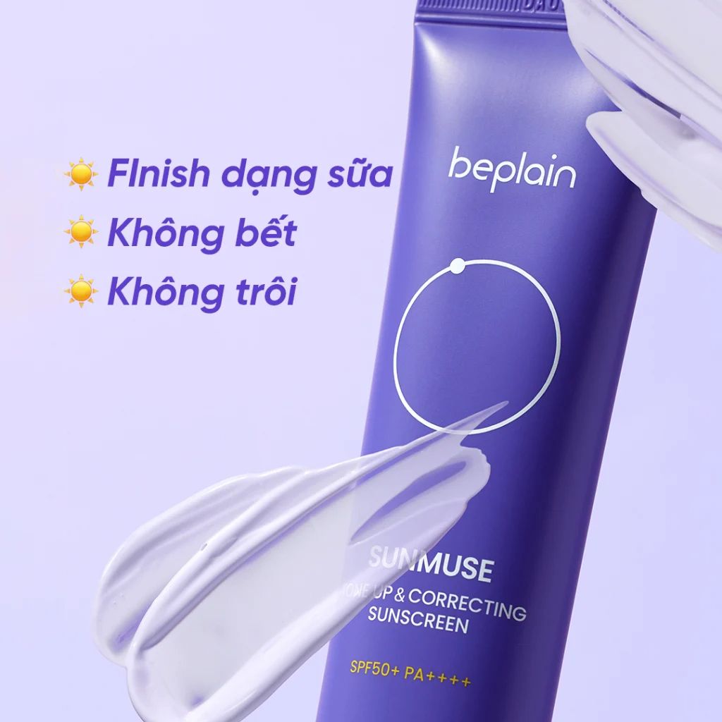Kem Chống Nắng Beplain Sunmuse Tone Up & Correcting Sunscreen SPF50+ 50ml (Tím Nâng Tông)