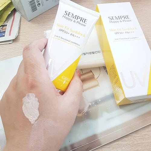 Kem chống nắng Geo Sempre Happy & Please Skin Fit Sunblock 100ml