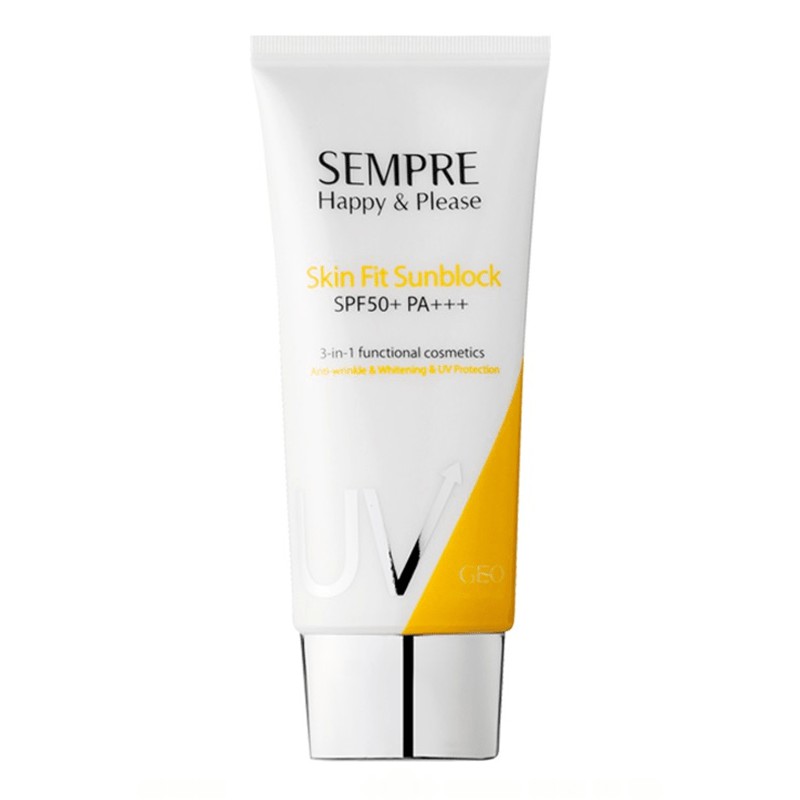 Kem chống nắng Geo Sempre Happy & Please Skin Fit Sunblock 100ml