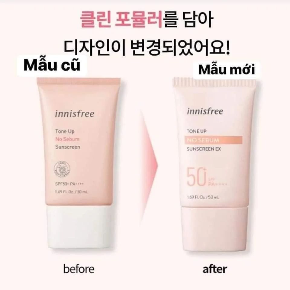 Kem Chống Nắng Innisfree Tone Up No Sebum Sunscreen EX SPF50 50ml (Mẫu Mới)