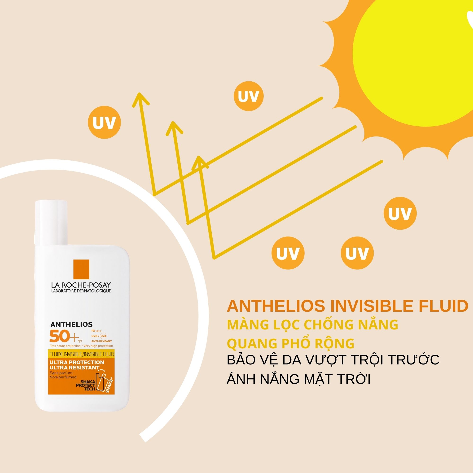 Kem Chống Nắng La Rocher-Posay Anthelios 50+ Fluide Invisible 50ml - Không Hương Liệu [Công Ty]\