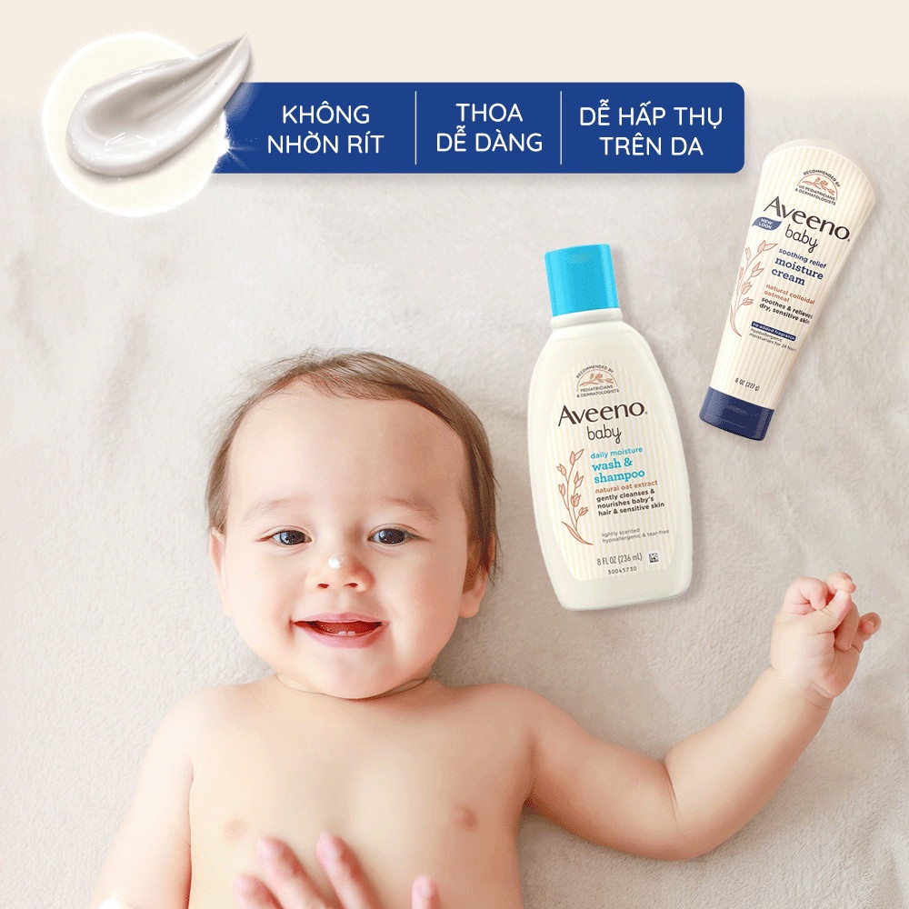 Kem Dưỡng Da Cho Bé Cho Da Khô Và Nhạy Cảm Aveeno Baby Soothing Relief Moisture Cream 227g