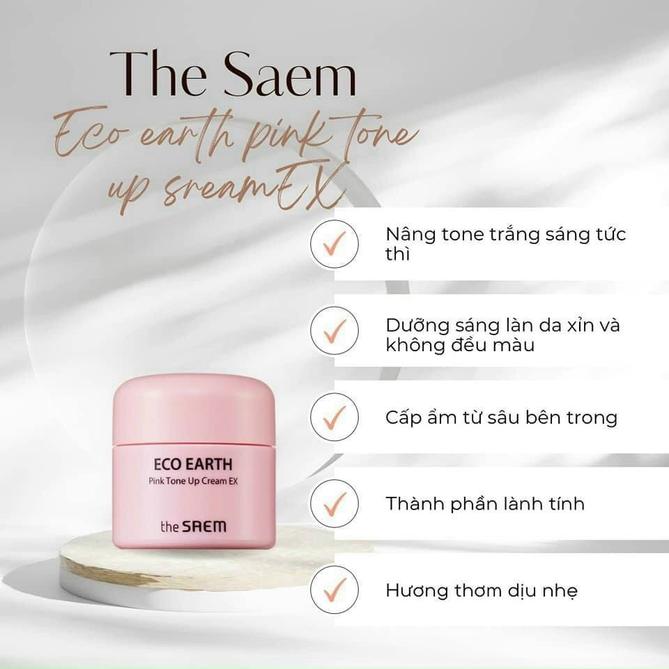Kem Dưỡng Da The Saem Eco Earth Pink Tone Up Cream EX 28ml