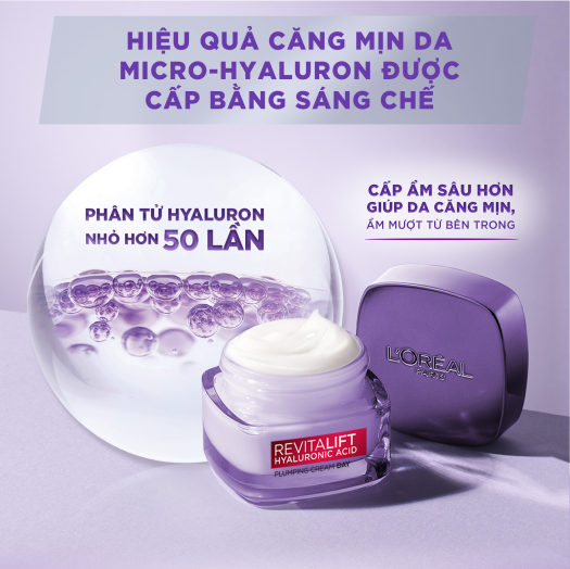 Kem Dưỡng Ngày Căng Mướt Da L'Oreal Paris Revitalift Hyaluronic Acid Plumping Cream Day 15ml