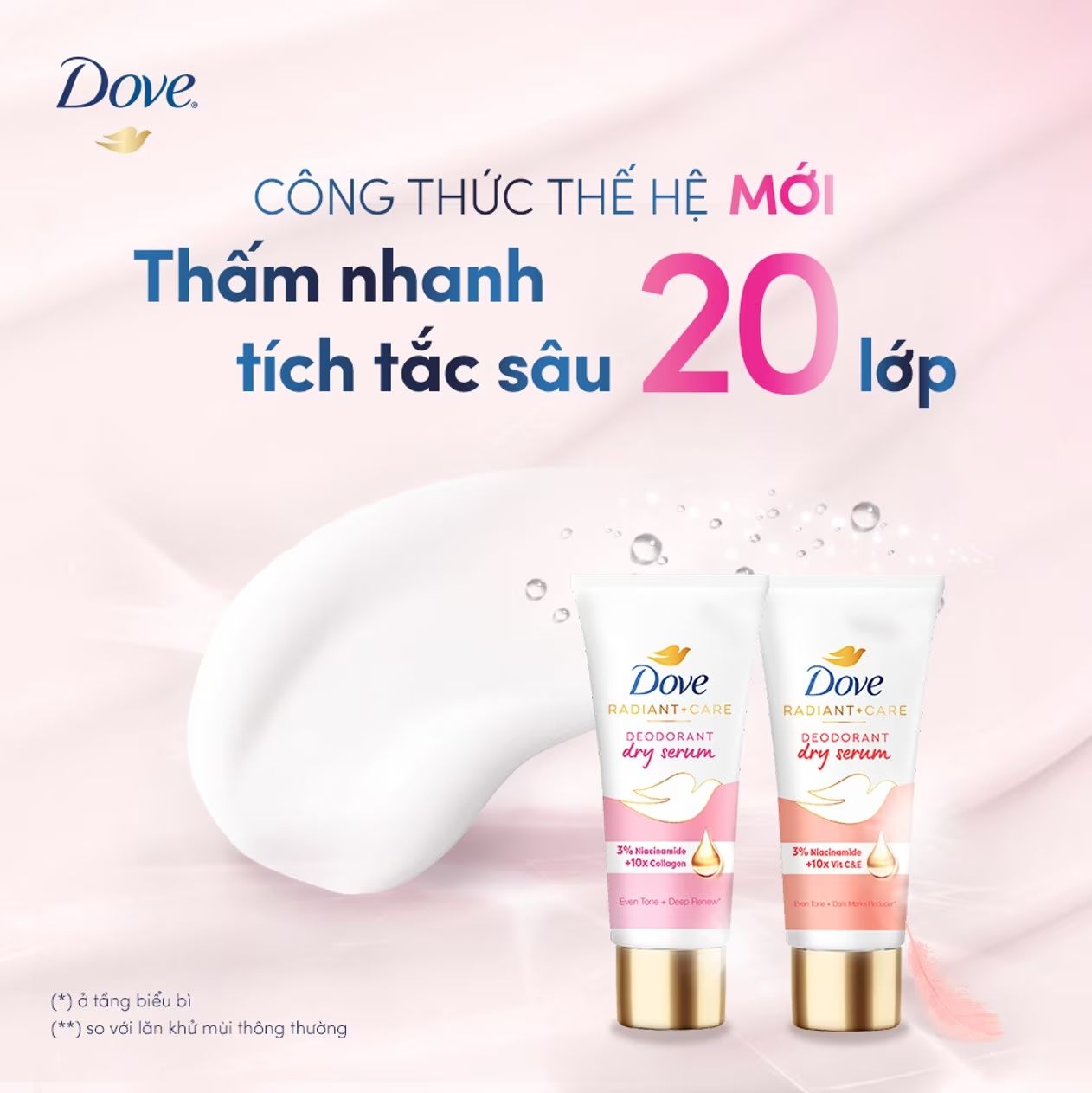 Kem Ngăn Mùi Dove Tinh Chất Sáng Mịn Mờ Thâm 3%Niacinamide 40ml