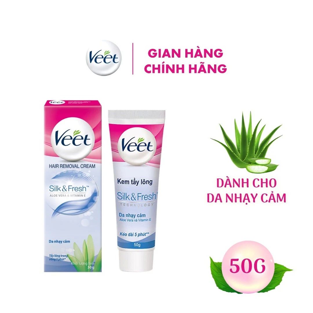 Kem Tẩy Lông Cho Da Nhạy Cảm Veet Silk & Fresh (Xanh)