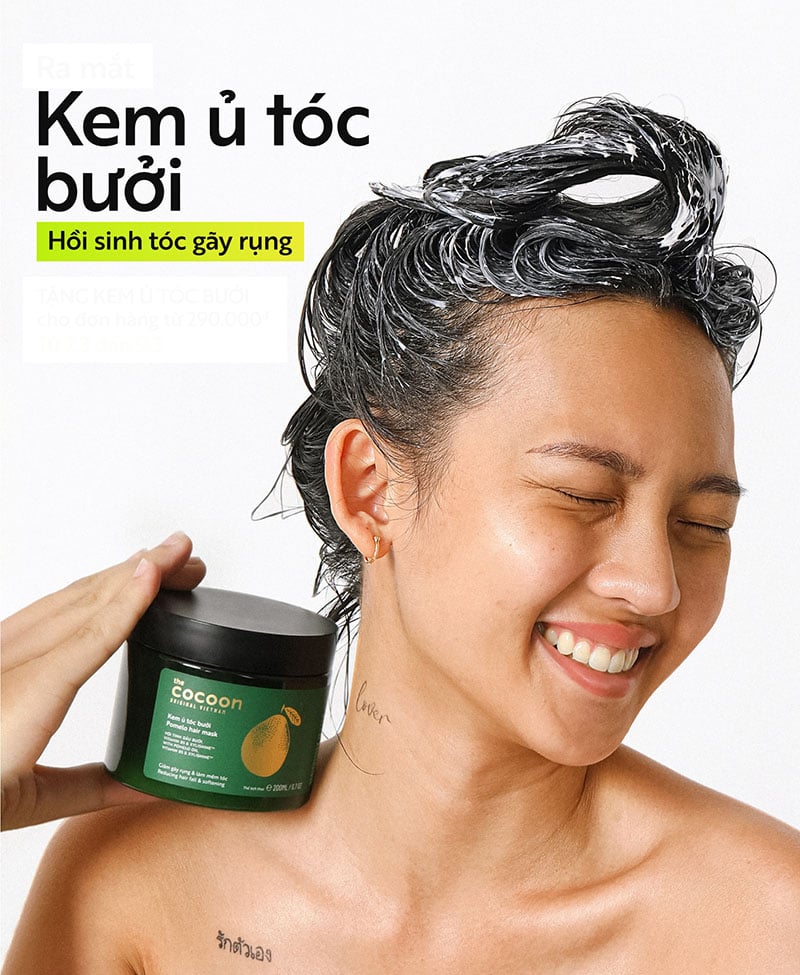 Kem Ủ Tóc Bưởi Giảm Gãy Rụng Và Làm Mềm Tóc Cocoon Pomelo Hair Mask 200ml
