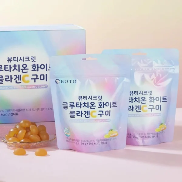 Kẹo Dẻo Vị Chanh Boto Bổ Sung Collagen, Glutathione White Collagen C Gummy 90g