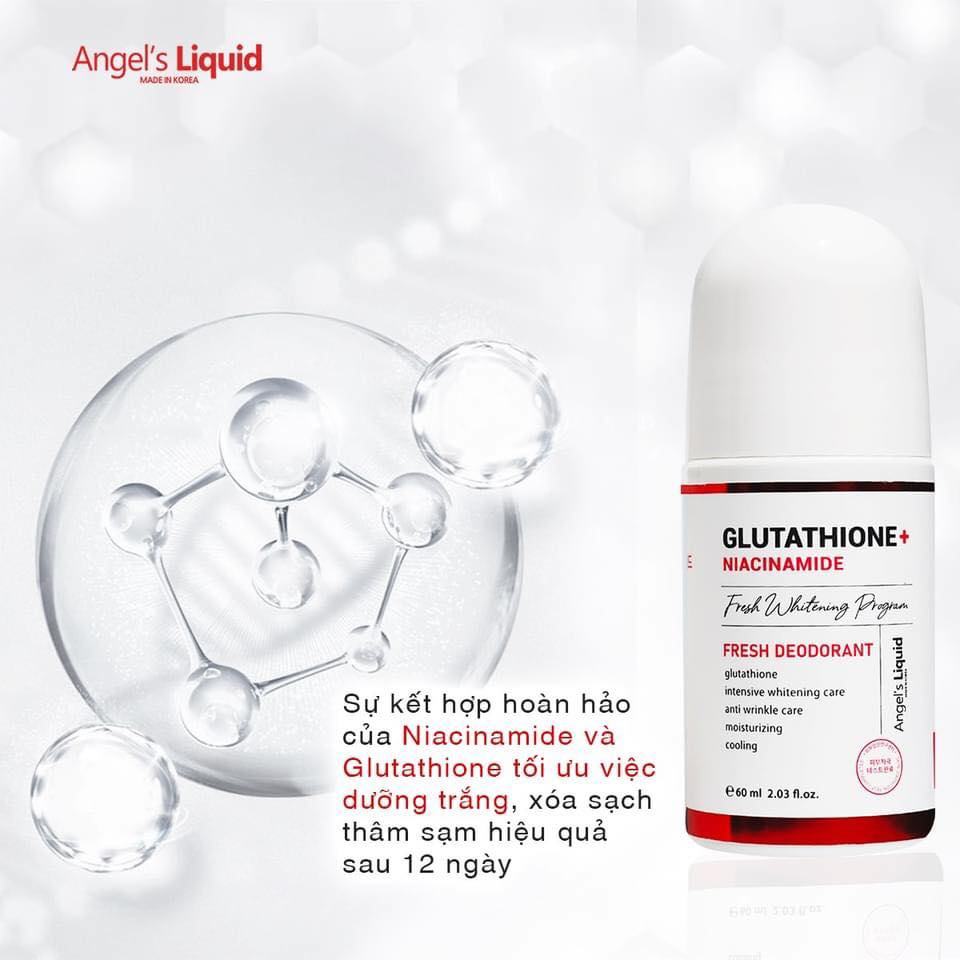 Lăn Khử Mùi Angel's Liquid Glutathione+ Niacinamide Fresh Deodorant 60ml