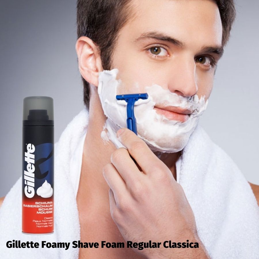 Bọt Cạo Râu Gillette Foamy Shave Foam Regular Classica 200ml (Đỏ)