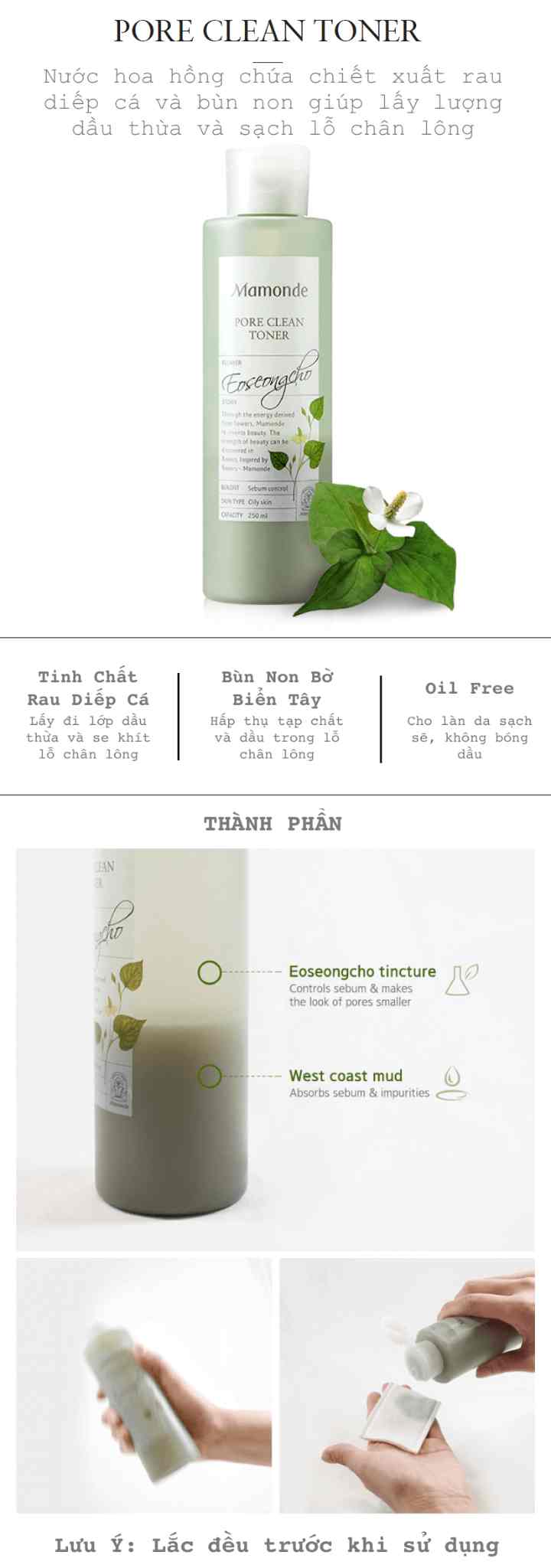 Nước hoa hồng Mamonde Diếp Cá Eoseongcho 250ml
